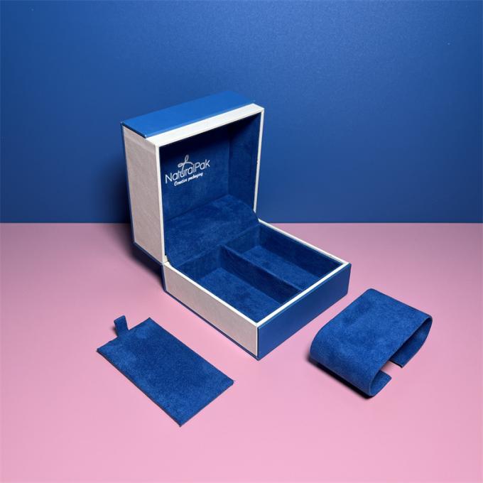 Fabrik-direkte kundenspezifische Logo Blue Color Luxury Plastic-Uhr-Verpackenkasten Ring Earring Pendant Necklace