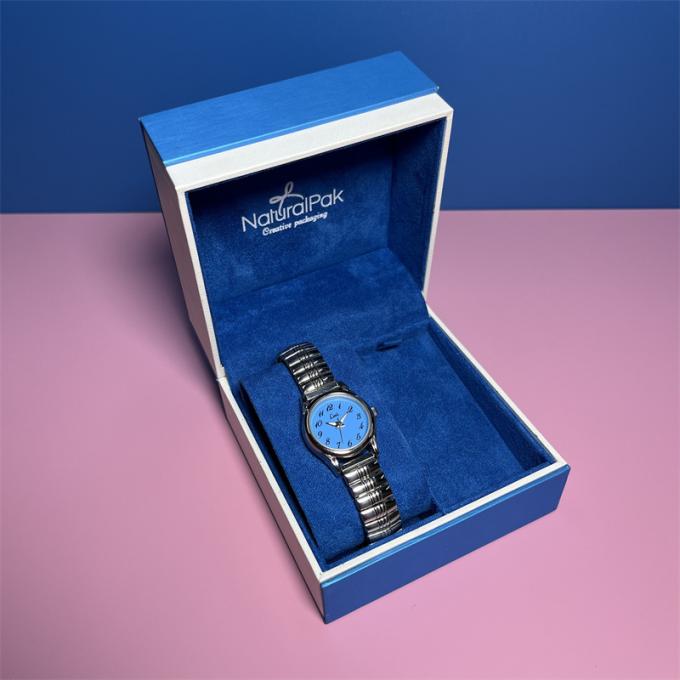 Fabrik-direkte kundenspezifische Logo Blue Color Luxury Plastic-Uhr-Verpackenkasten Ring Earring Pendant Necklace
