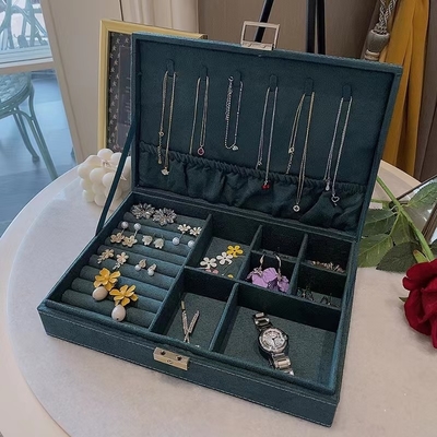 Blaues Veloursleder-fertigte Luxusreise-Schmuck-Kasten Morandi Größen-Reise-Schmuck-Organisator besonders an
