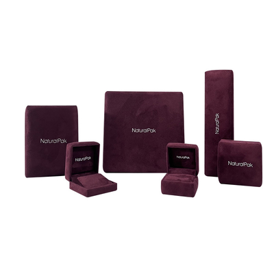 Luxusschmuck-rundete Verpackenkasten bedeckte Armband-Armband-Plastikhalskette Burgunder Microfiber weiche hängende Ecke