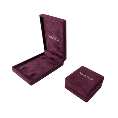 Luxusschmuck-rundete Verpackenkasten bedeckte Armband-Armband-Plastikhalskette Burgunder Microfiber weiche hängende Ecke