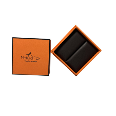Zwei Stücke heben Papierkasten mit vertiefter niedriger Verpackenkasten-steifer Hermes-Orange weg
