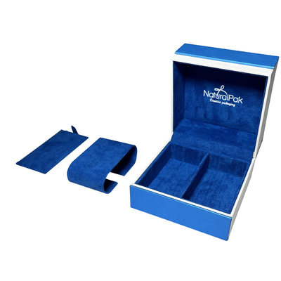 Verpackenkasten-Schmuckkästchen Sapphire Blue Plastic Luxury Watchs für Halsketten und Ohrringe