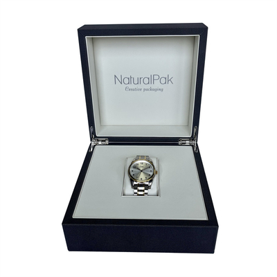 Sahne-hölzerne Armbanduhr-Verpackenkasten PUs prägte Logo Watch Box For Men