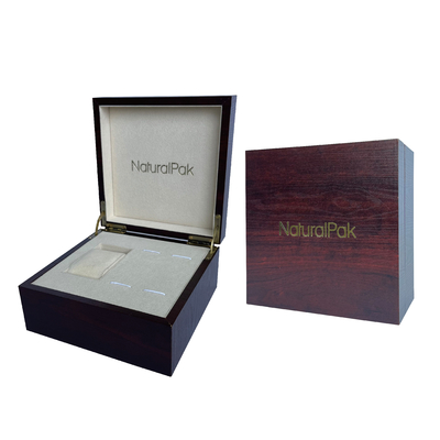 Kundenspezifisches Wein-rotes hölzernes Papierverpackenkasten-silbernes Metall Logo Watch Set Box