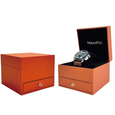 Luxus-Armbanduhr-Verpackungsboxen mit Schublade / Goldknopf
