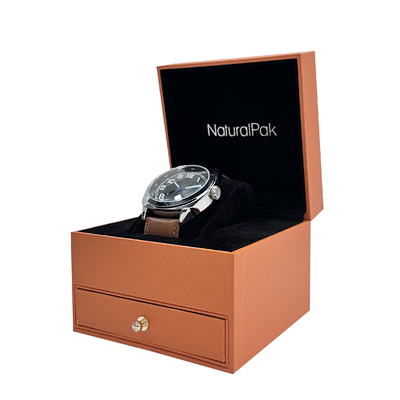 Luxus-Armbanduhr-Verpackungsboxen mit Schublade / Goldknopf