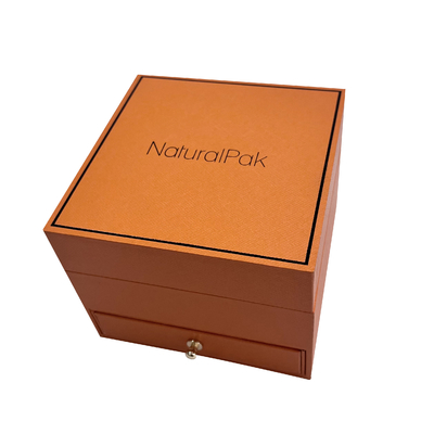 Luxus-Armbanduhr-Verpackungsboxen mit Schublade / Goldknopf