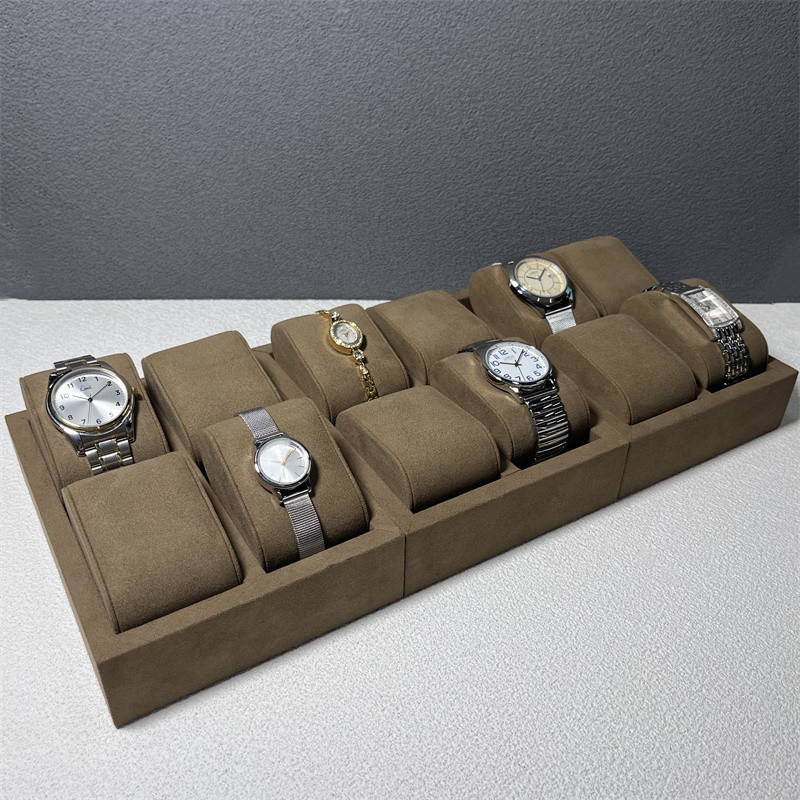 Schlitz Microfiber der Kaffee-Farbe12 Luxusuhr Schmuck-Uhr-Organisator anzeigen