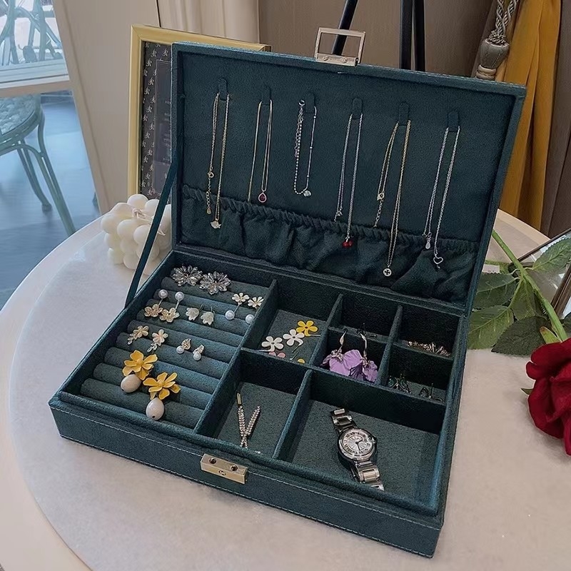 Blaues Veloursleder-fertigte Luxusreise-Schmuck-Kasten Morandi Größen-Reise-Schmuck-Organisator besonders an