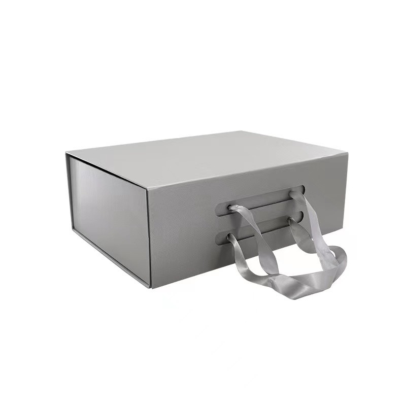 Silberne kleine Geschenkbox Grey Luxury Folding Gift Boxes-Soems Pappmit langem Streifen