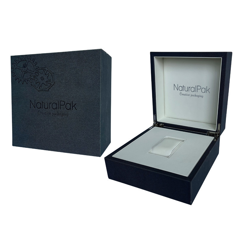 Sahne-hölzerne Armbanduhr-Verpackenkasten PUs prägte Logo Watch Box For Men